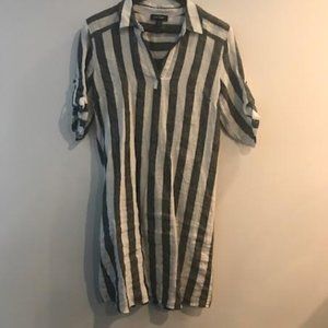 Black and White striped Linen Dress